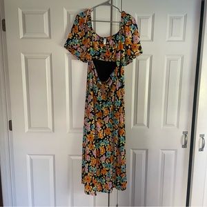 Only Floral Cut Out Midi Dress